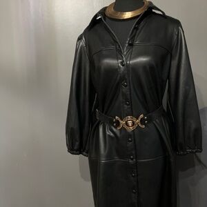 THREADS BRAND BLACK FAUX LEATHER DRESS